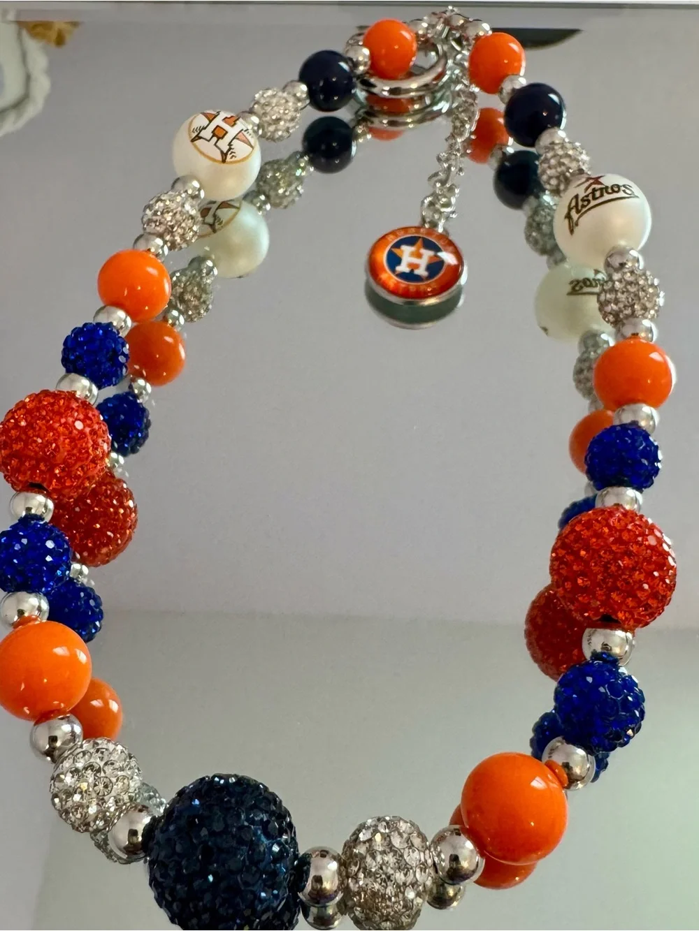 New Houston Astros Orange & Navy Beaded Charm Phone Chain/Bag Chain